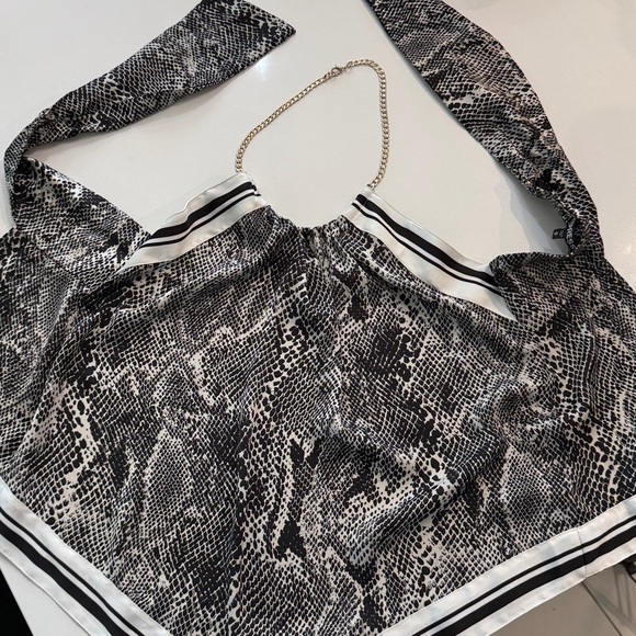 Express Snake Print Gold Chain Halter Top Handkerchief Hem Tie Back. Size XS - Picture 9 of 9